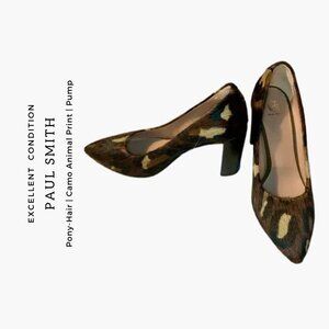 Paul Smith Pony Hair Leopard Print Block Heel Womens Size 7